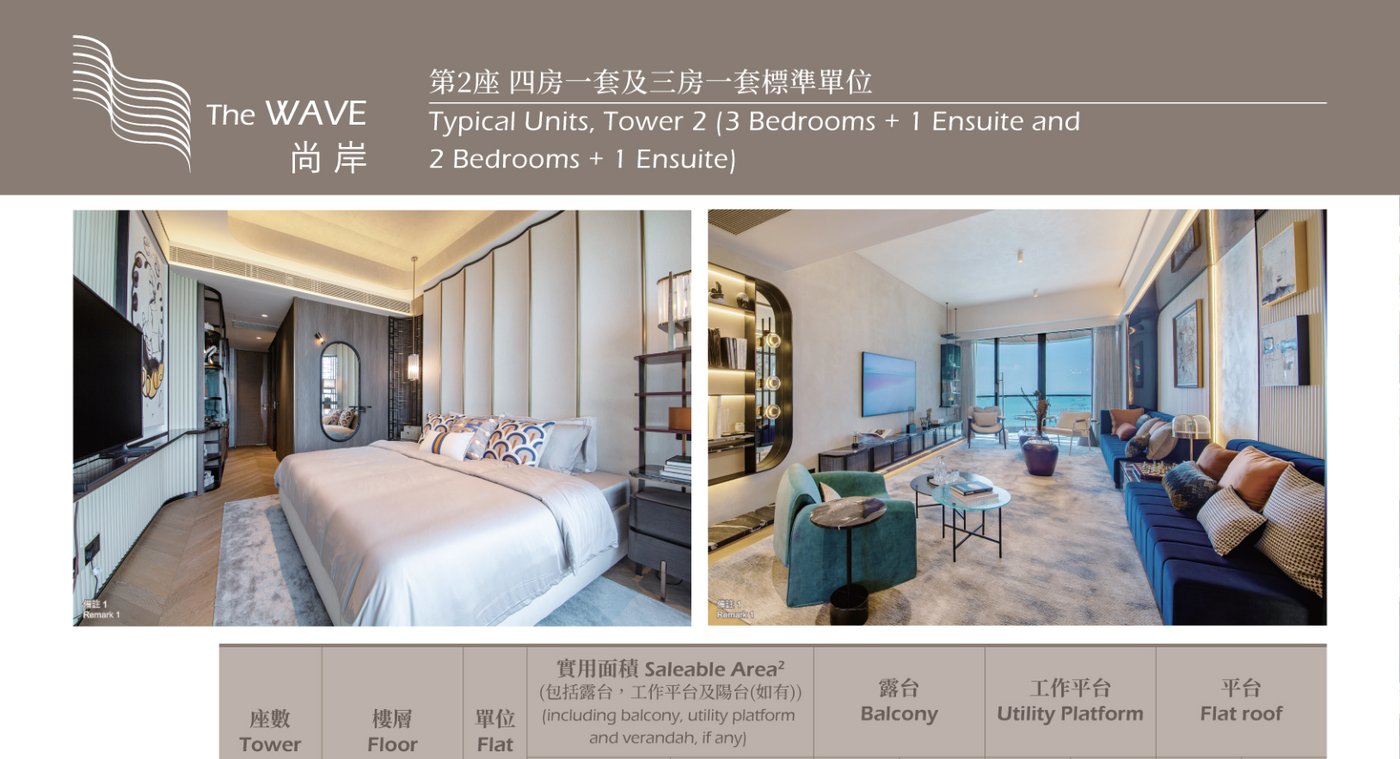 尚岸 THE WAVE 示範單位主人房及客廳